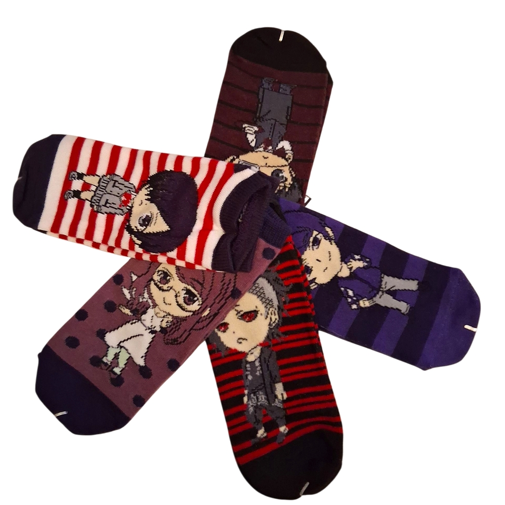 Anime Character Women's Socks Set - Purple, Red, Black